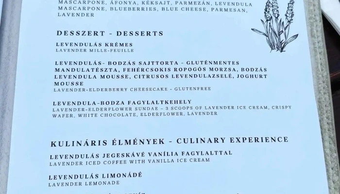 Apatsagi Rege Cukraszda Menu - Tihany
