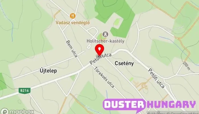 térkép Csetény, orvos lakás Buszmegálló ban Csetény