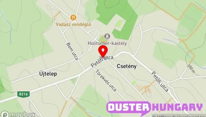 térkép Csetény, orvos lakás Buszmegálló ban Csetény