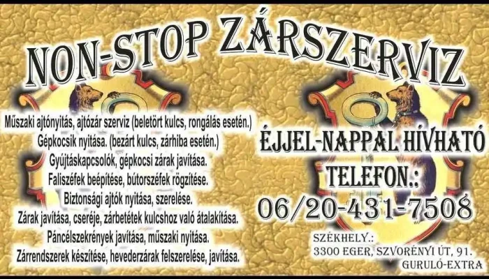 Non -  Stop Zarszerviz Eger A Tulajdonostol - Eger