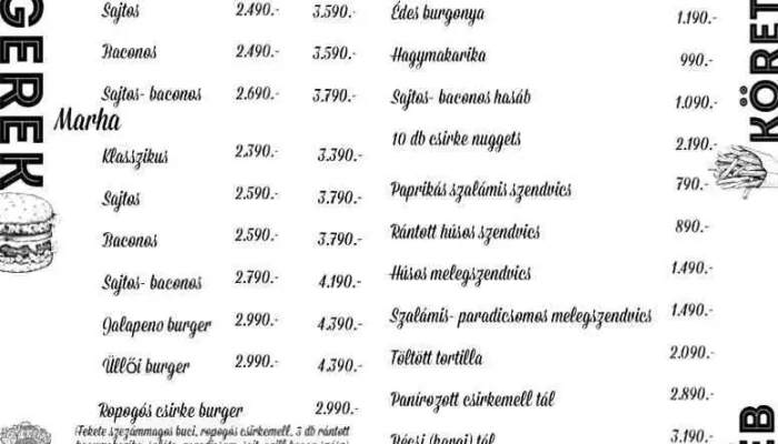 Ulloi Street Food Menu - Budapest