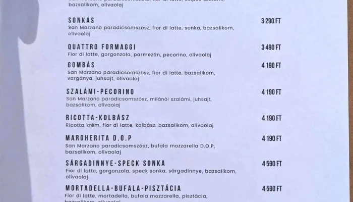 Zam Zamardi Menu - Zamárdi